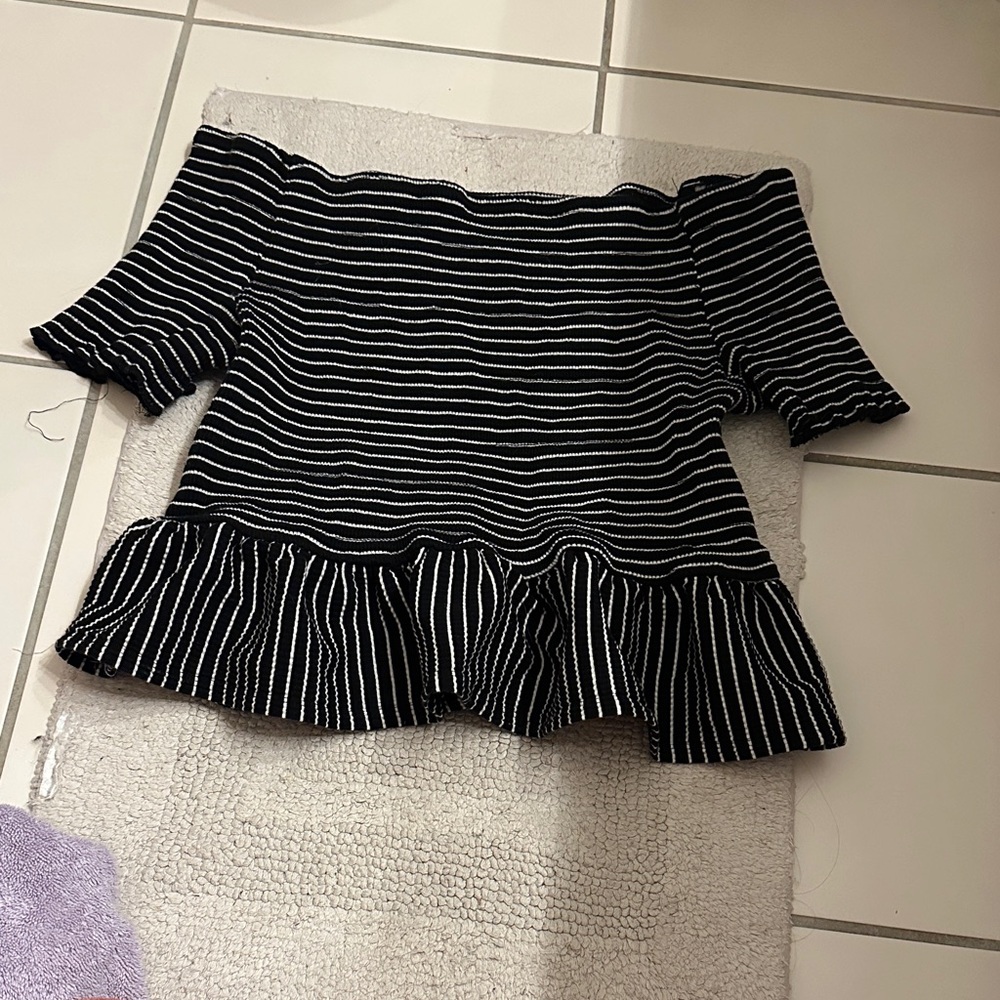 Who What Wear Striped Peplum Crop Top✌🏼